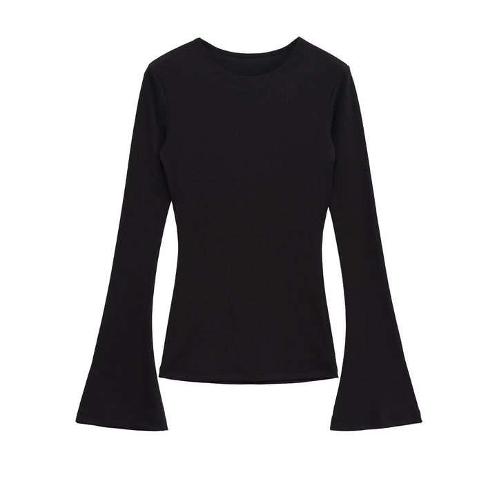 Women's Fitted Ribbed Long Sleeve with Flared Bell Sleeves Amarae