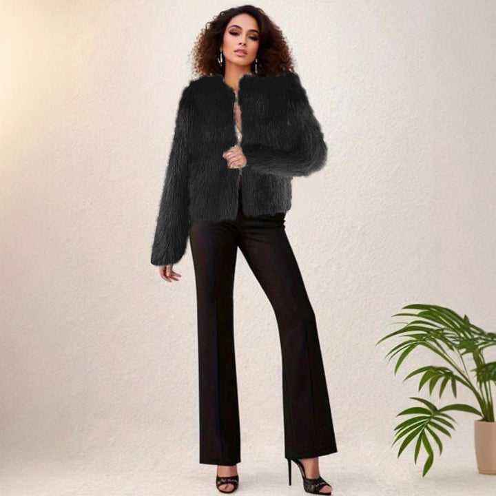 Women short cozy jacket with loose fit and chic elegant design