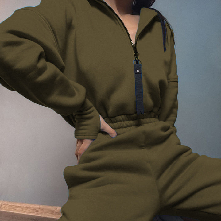 Women Sporty Chic Zip Hoodie Set