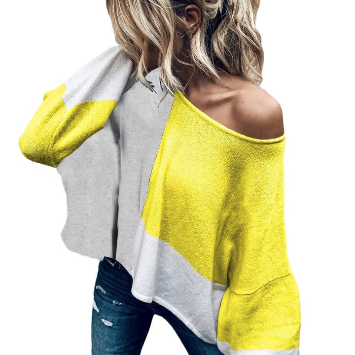 Pull surdimensionné à la mode pour femmes avec une coupe unique et des blocs de couleur contrastés Chic & Stil