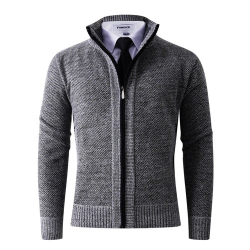 Elegant knitted jacket for men with high collar and practical pockets Amarae