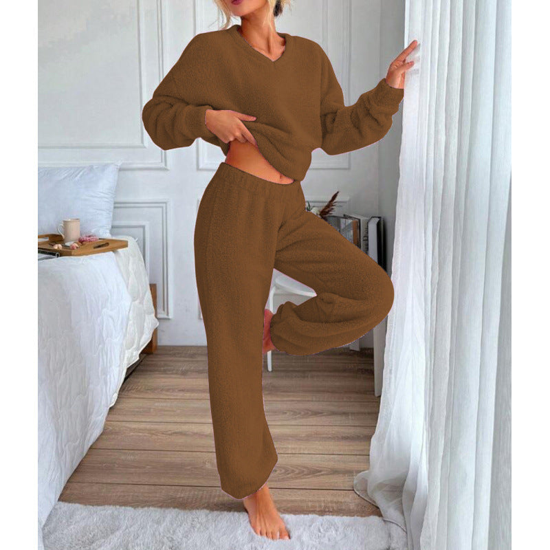Ladies Cozy Fleece Lounge Set with Elastic Waist Lune London