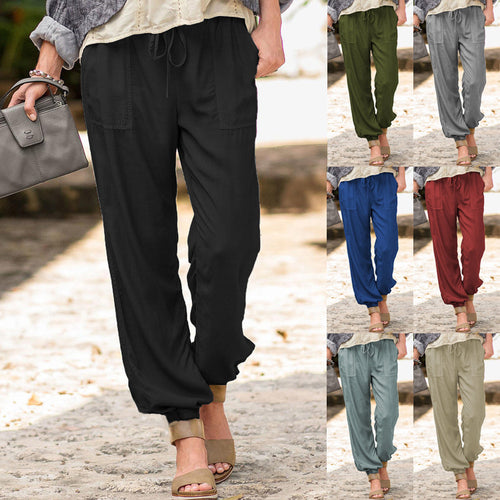 Ladies Comfortable Summer Pants with Elastic Waist and Practical Pockets Amarae