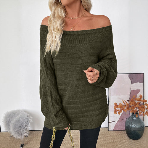 Casual pullover for women with an off-shoulder design and voluminous sleeves Amarae