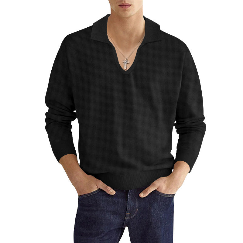 V-neck knitted top for men with structured design Lune London