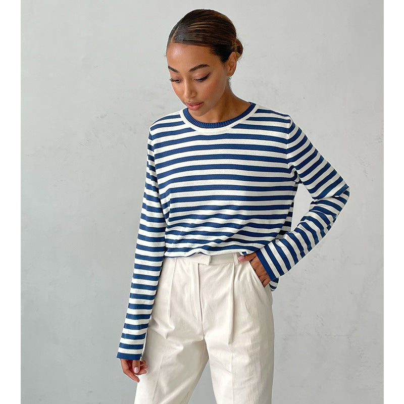 Casual knit pullover for women with striped pattern and loose fit Lune London