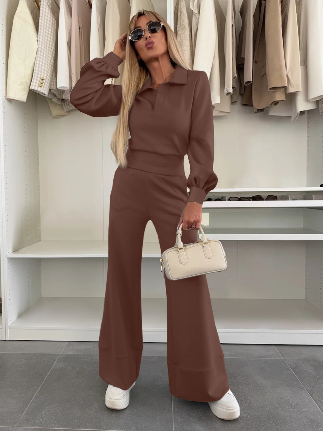 Ladies Stylish and Casual Jumpsuit with Wide Legs and Elegant Sleeves Lune London