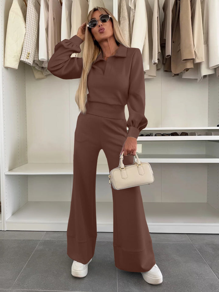 Women's Stylish and Casual Jumpsuit with Wide Leg and Elegant Sleeves Chic Und Stil