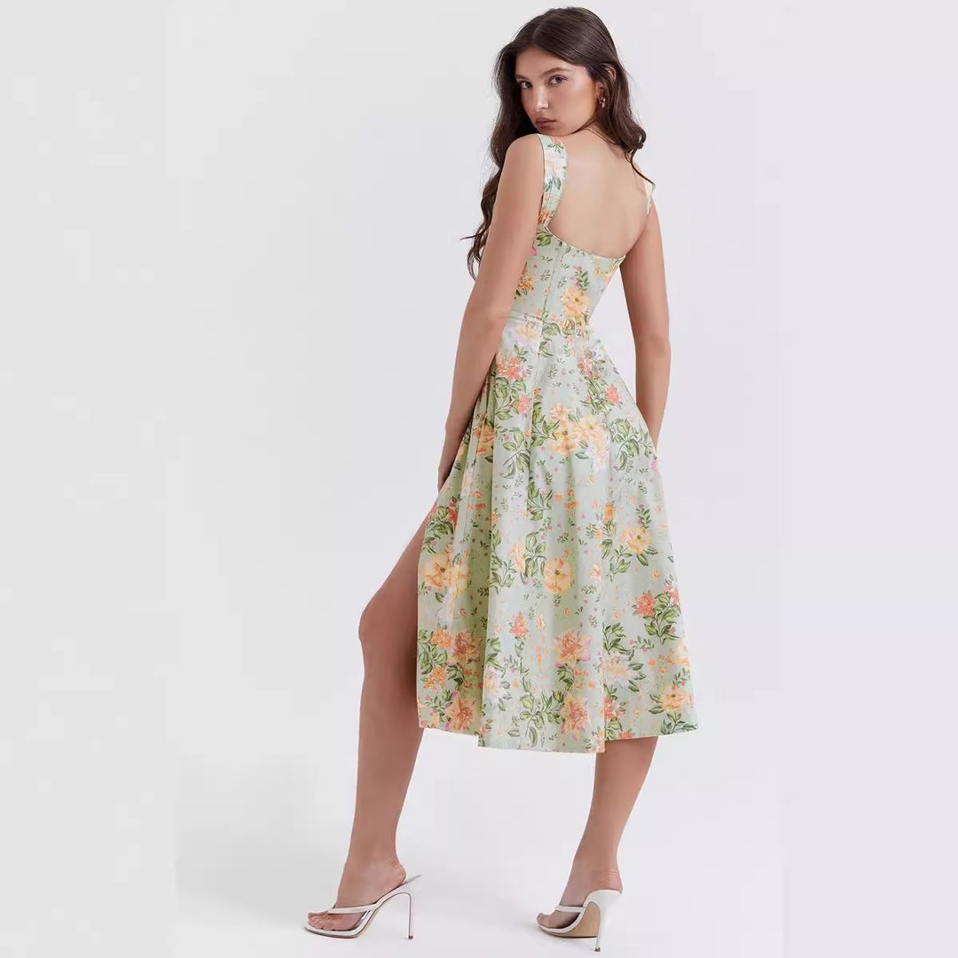 Women's maxi dress with off-shoulder design and floral pattern Lune London
