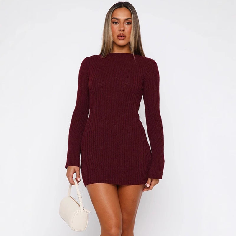 Fitted mini knit dress for women with long sleeves Lune London