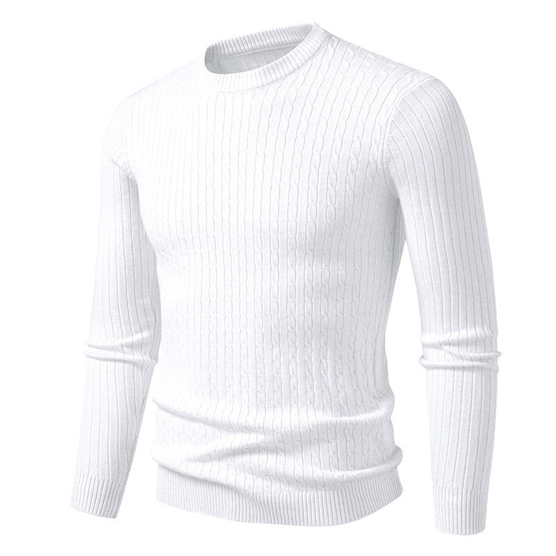 Trendy knitted sweater for men with a fine cable knit pattern.