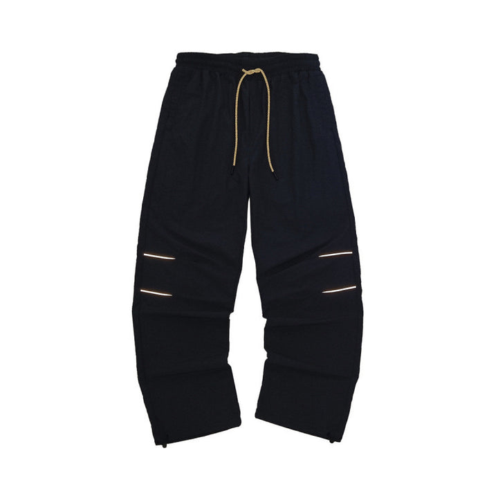 Men's Lightweight Cargo Casual Pants with Drawstring Waistband, Reflective Details, and Adjustable Leg Openings Amarae