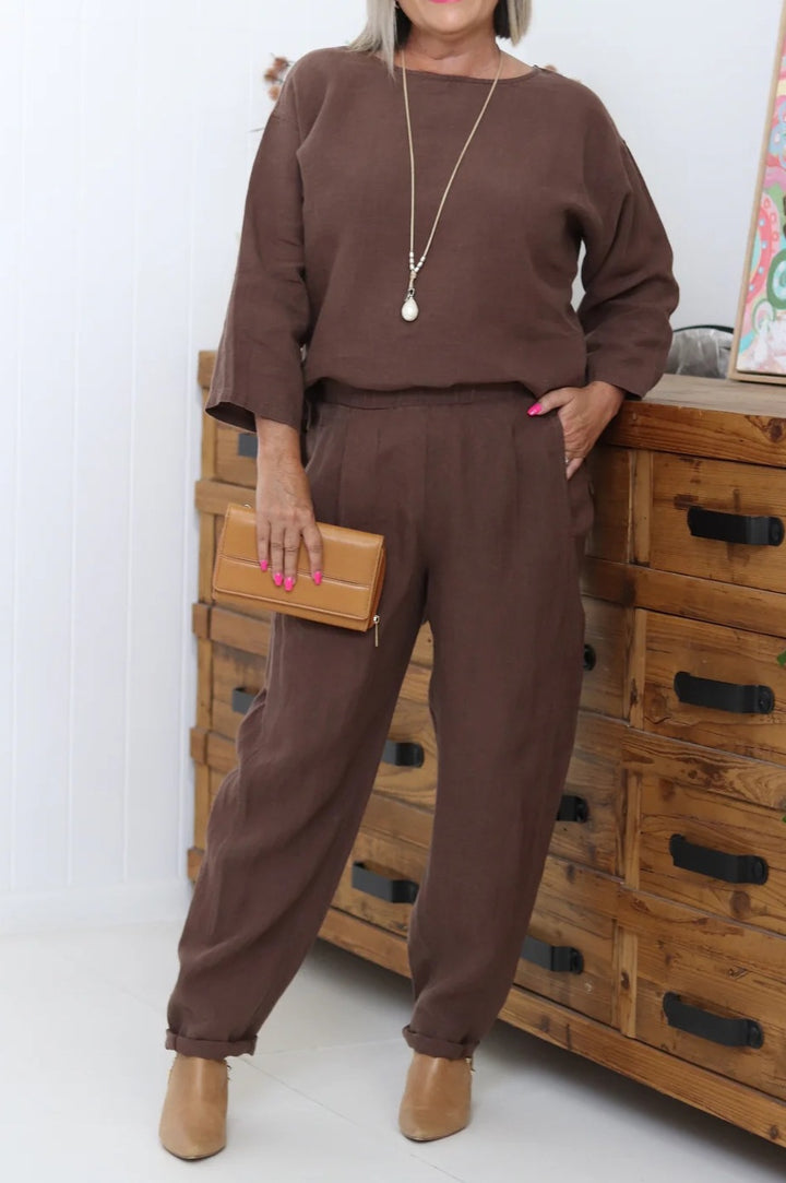 Women's Casual Linen Set with Loose-Fitting Top and Comfortable Pants Chic & Stil