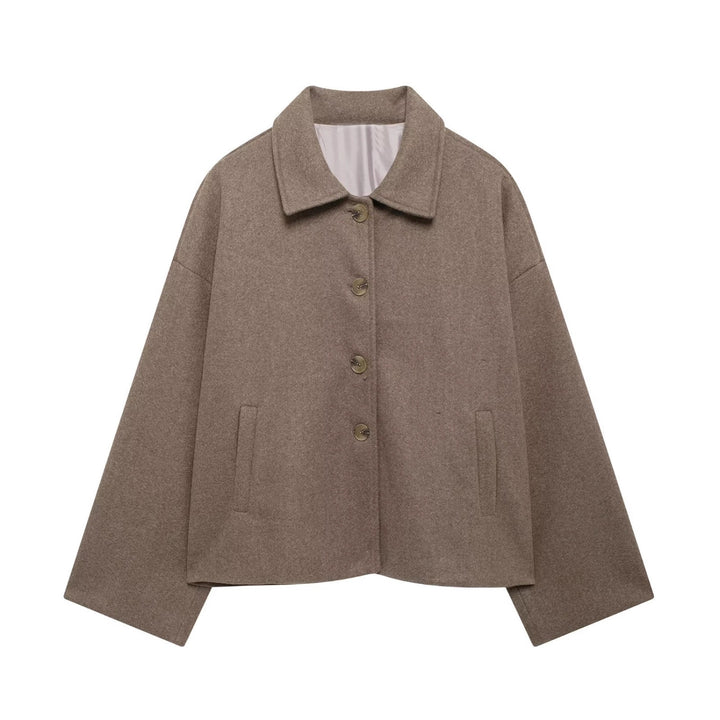 Ladies Oversized Wool Jacket with Decorative Buttons Lune London