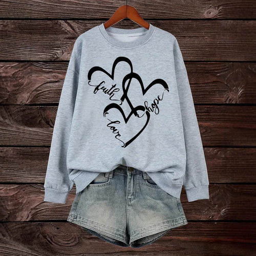 Sweatshirt pour femmes avec motif de cœur romantique et impression inspirante Chic & Stil