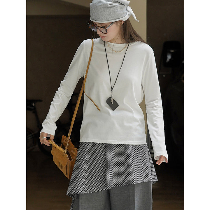 Women long sleeve shirt made of lightweight jersey with round neck Amarae