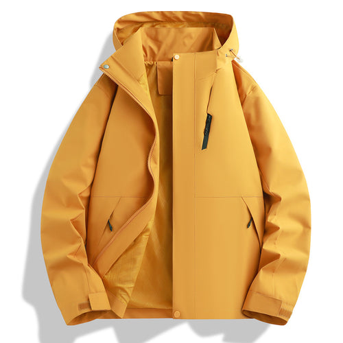 Functional waterproof jacket for men with adjustable hood collar Amarae