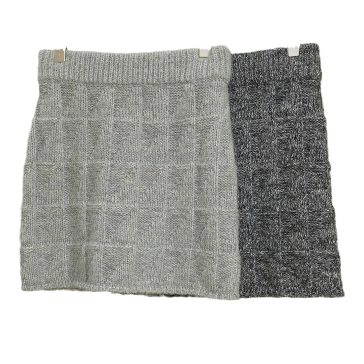 Women's Knitted Check Pattern Mini Skirt with High Waist Amarae