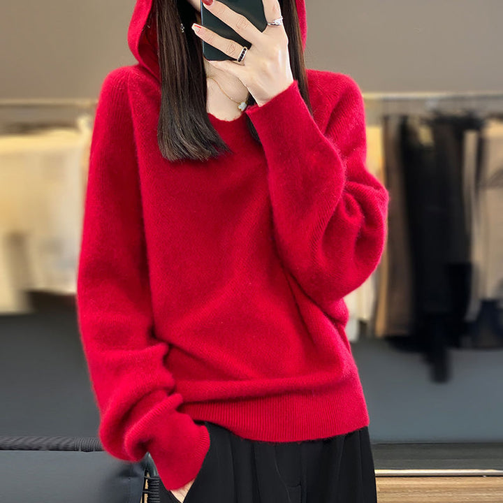 Pull femme à col en V en matériau doux Chic & Stil