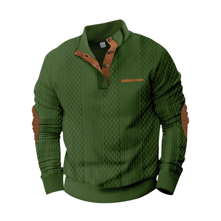 Comfortable knitted sweater for men with a structured design and stylish leather applications Lune London