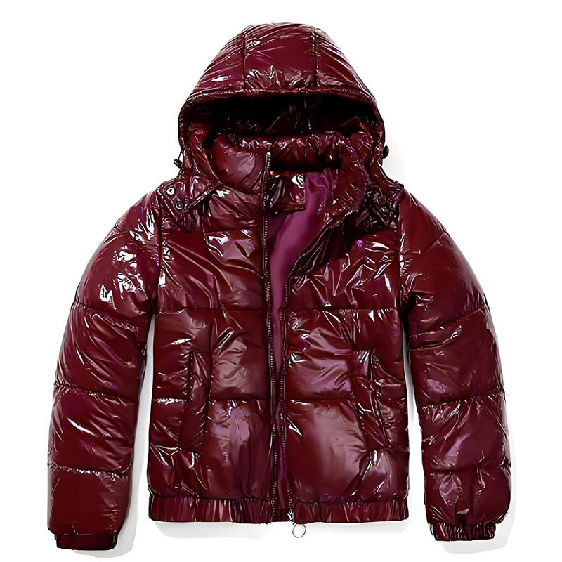 Ladies Shiny Down Jacket with Removable Hood Lune London