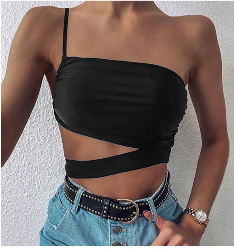 Women asymmetrical crop top with cut Lune London