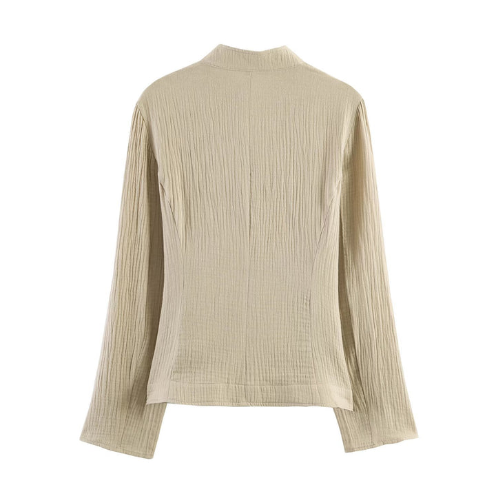 Women's lightweight structured cotton jacket with stand-up collar and decorative buttons Amarae