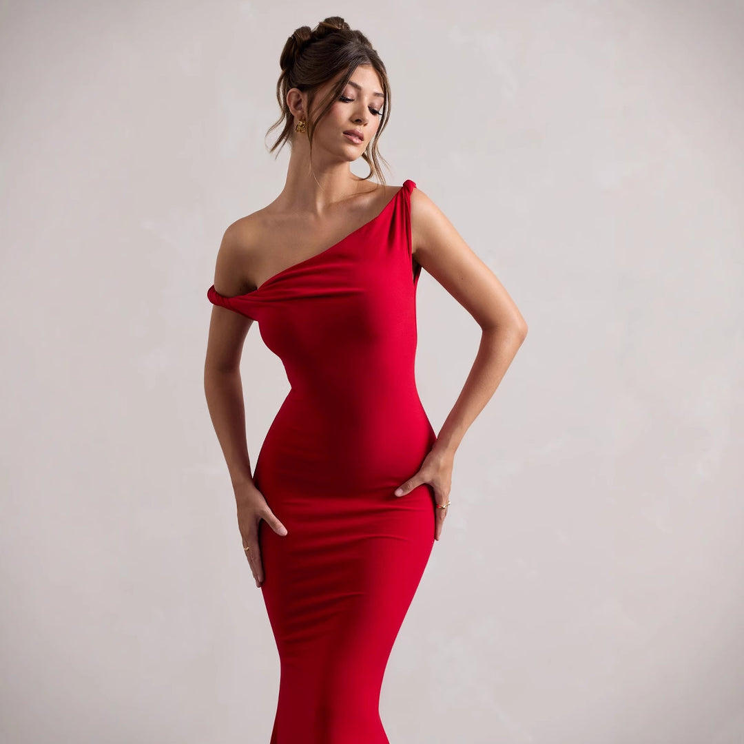 Elegant one-shoulder maxi dress Lune London