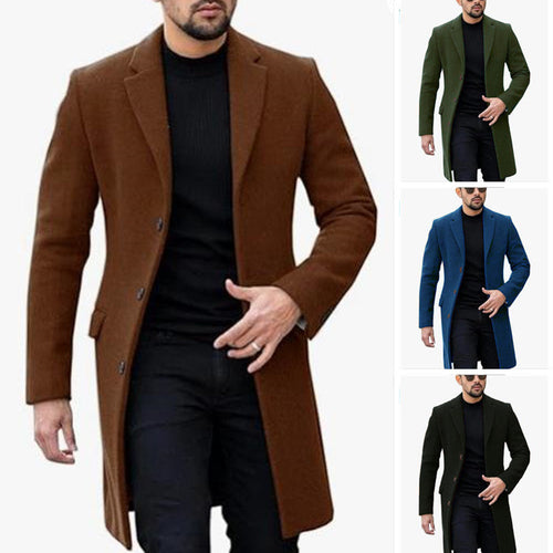 Men's Elegant Wool Coat with Modern Cut and Practical Pockets Amarae