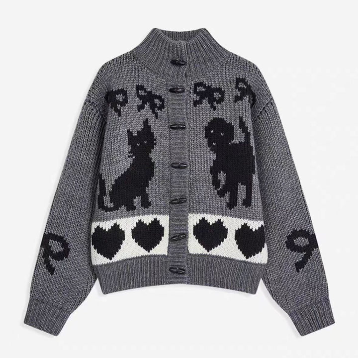 Cardigan femme avec des motifs animaux tendance et col haut Chic & Stil