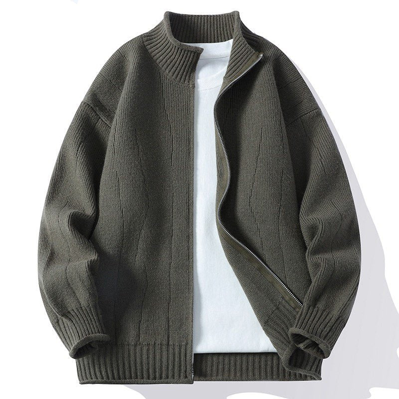 Fashion knit jacket for men with stand-up collar and zipper Lune London