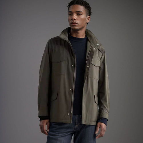Fashionable men's trekking jacket made of water-repellent material with practical pockets Amarae