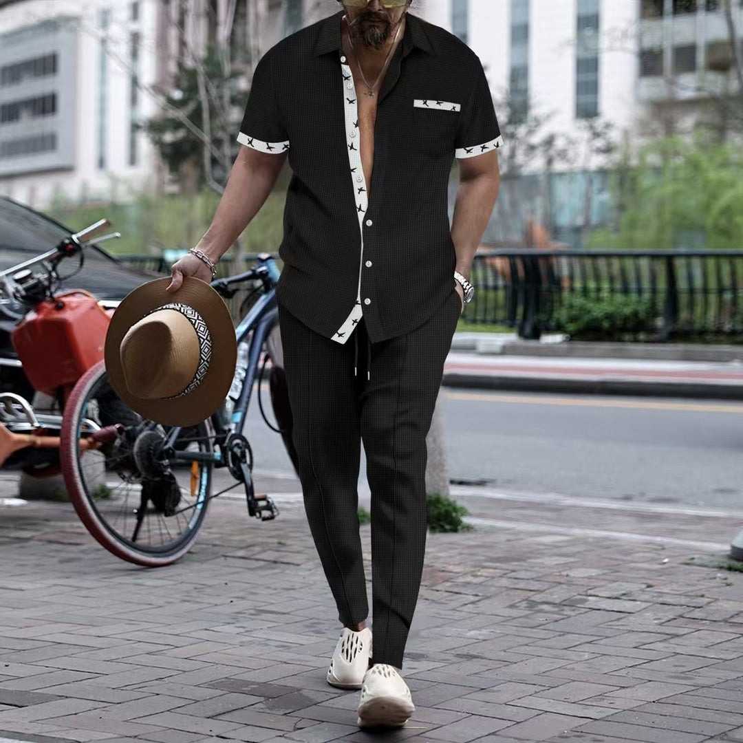 Men's chic short sleeve shirt and slim pants ensemble Lune London