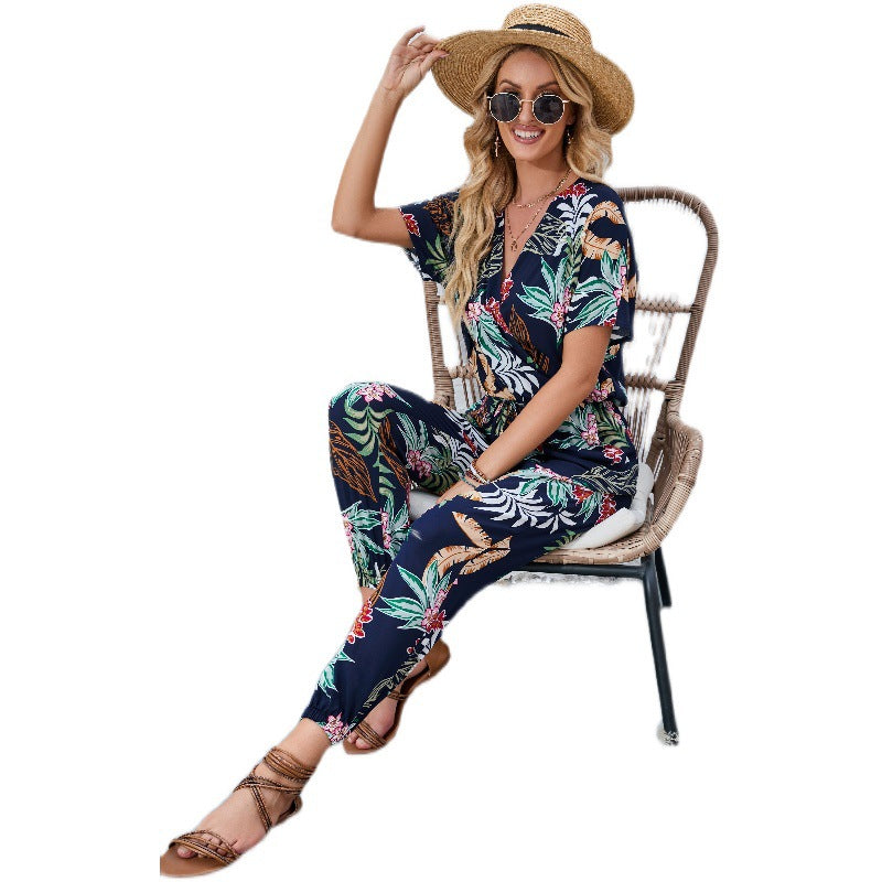 Ladies Relaxed Fit Floral Pattern Chic Jumpsuit and Style