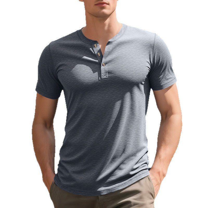 Casual short sleeve Henley T-shirt for men in breathable material Lune London
