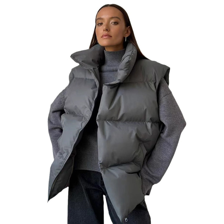 Ladies padded vest with high collar and pockets Amarae