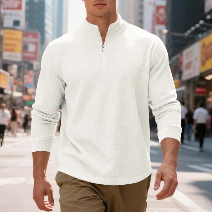 Sporty men's sweater with half-zip and textured surface Lune London