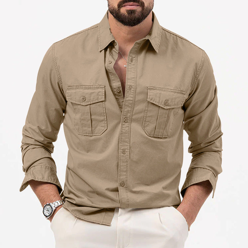 Men's long sleeve shirt with chest pockets and modern fit Amarae