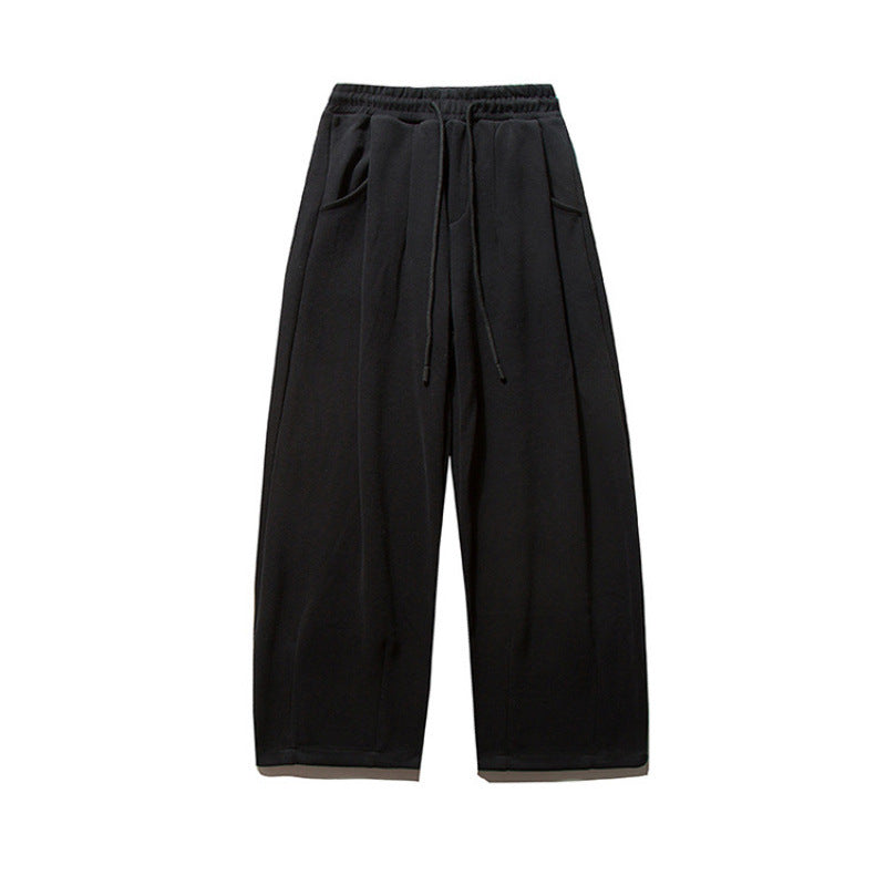 Unisex Wide Jogging Pants with Pleats, Elastic Drawstring and Side Pockets Amarae