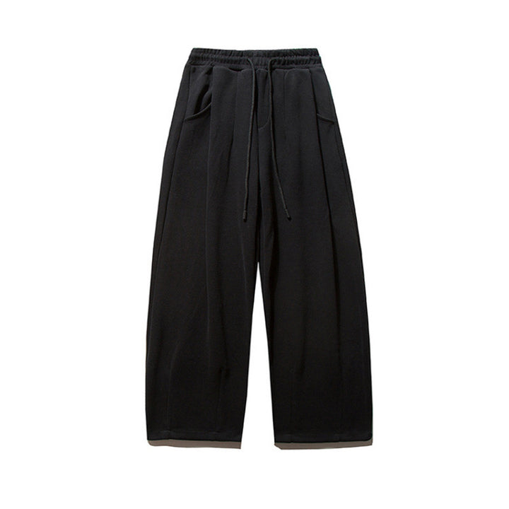 Unisex Wide Jogging Pants with Pleats, Elastic Drawstring and Side Pockets Amarae