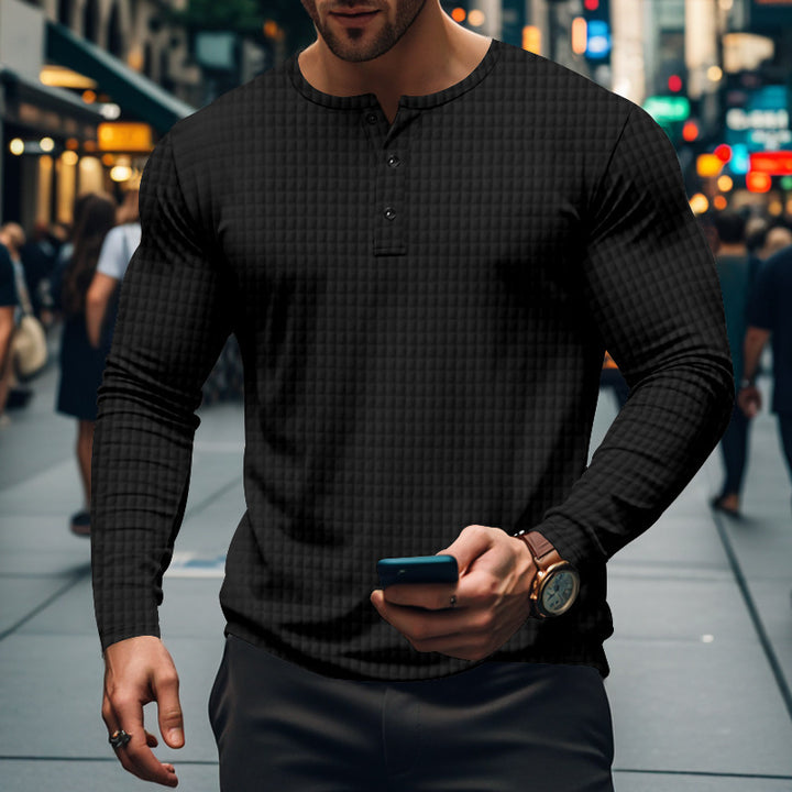 Men's long sleeve shirt with textured design and elegant button placket Chic and style