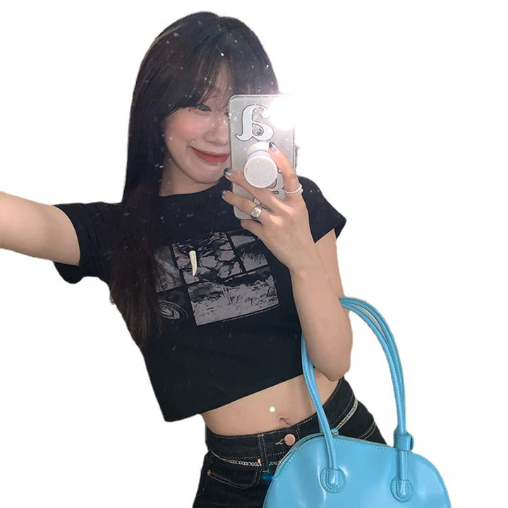 Ladies Cropped T-Shirt with creative graphic design Lune London