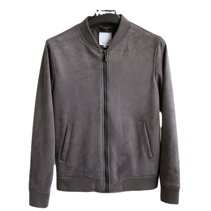 Men's Boxy Zip Blouson with Shirt Collar and Fine Wool Blend Amarae