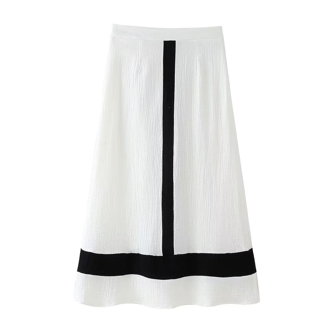 Midi skirt for women with contrasting striped pattern Lune London