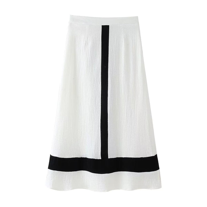 Midi skirt for women with contrasting striped pattern Lune London