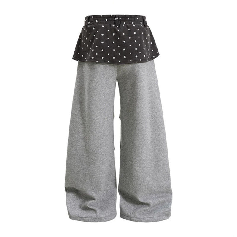 Ladies Wide Palazzo Lounge Pants with Layer Insert, Star Application & Large Contrast Pockets Amarae