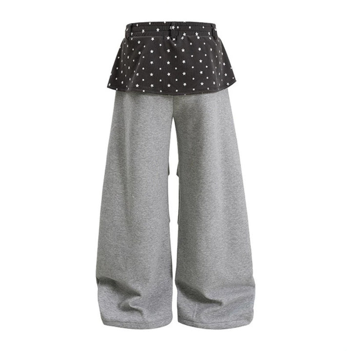 Ladies Wide Palazzo Lounge Pants with Layer Insert, Star Application & Large Contrast Pockets Amarae