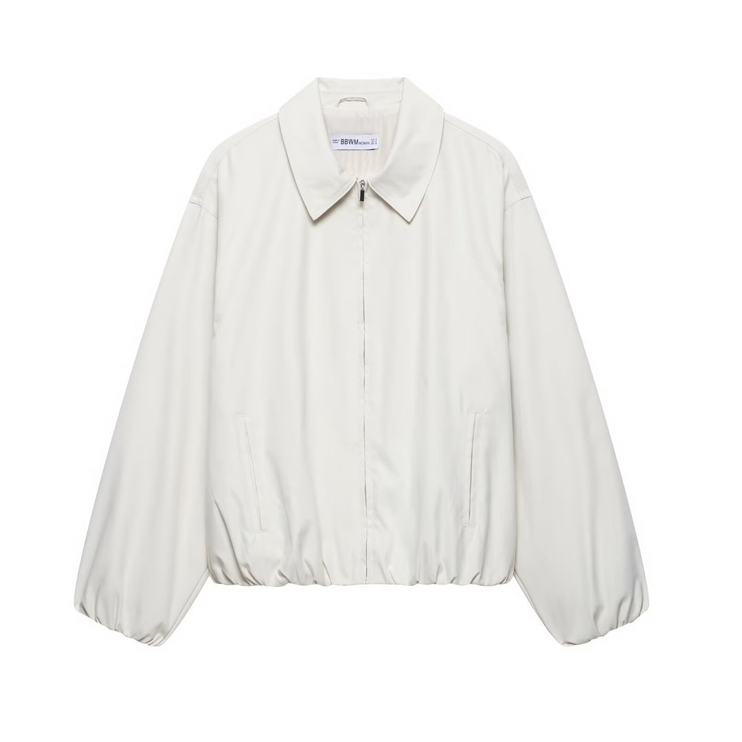 Women's lightweight bomber jacket with collar and elastic hem