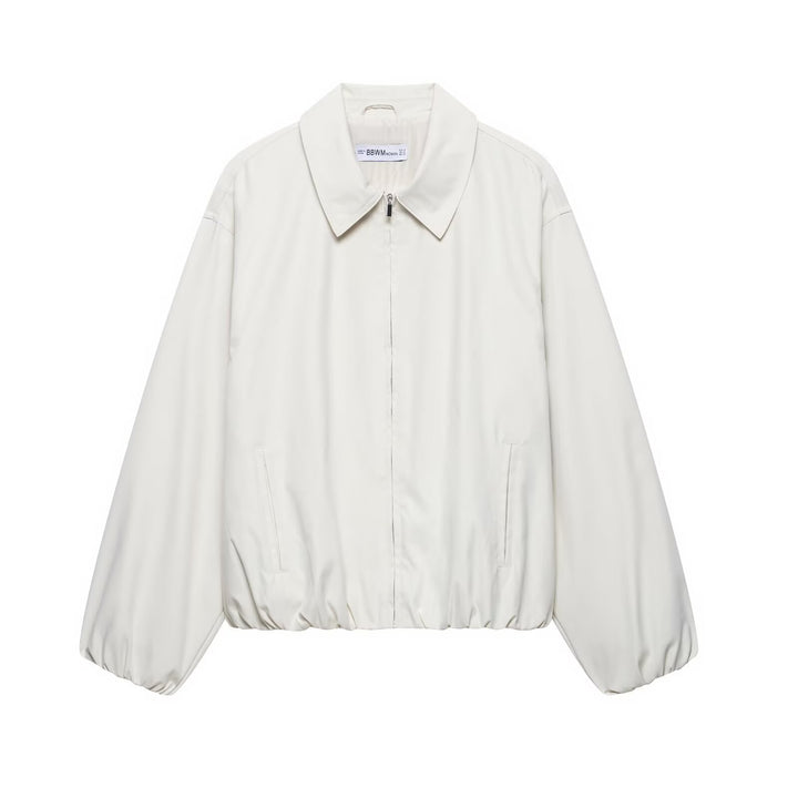 Women's lightweight bomber jacket with collar and elastic hem
