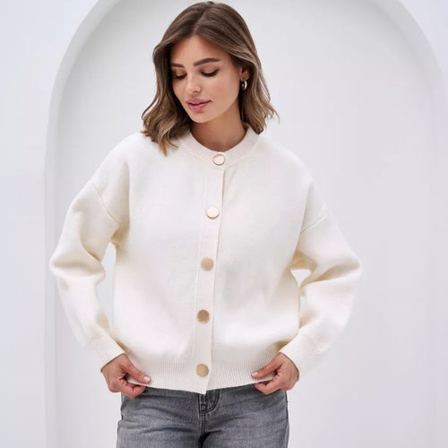 Cardigan tricoté à la mode pour femmes avec détails de boutons et matériau doux Chic & Stil